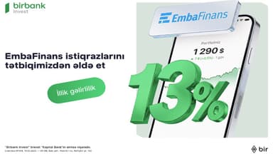 Birbank Invest vasitəsilə "EmbaFinans" BOKT istiqrazlarına investisiya etmək imkanı