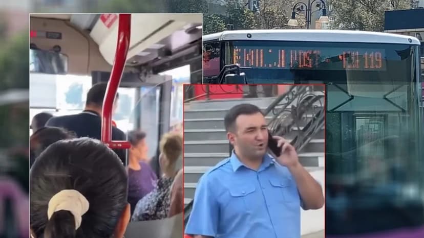 Sürücü sərnişindən küsdü, avtobusu sürməkdən imtina etdi (VİDEO)