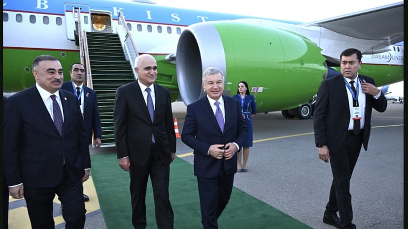Özbəkistan Prezidenti Azərbaycanda səfərdədir (FOTO)
